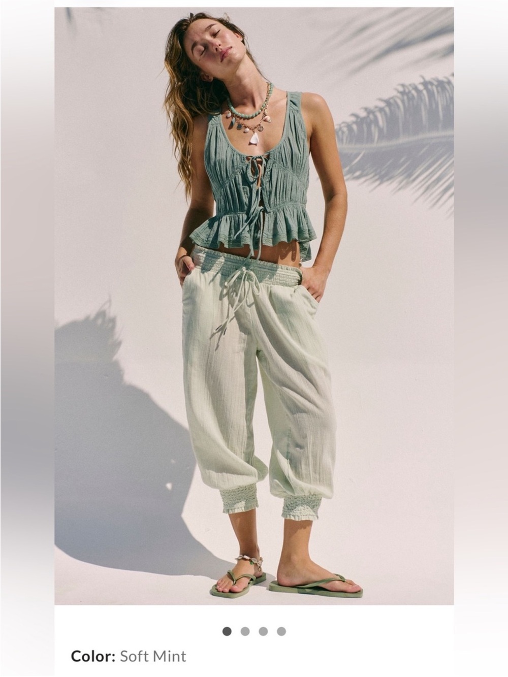 Free People Taye Smocked Cotton Capris NWT XS retail $60